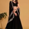 Black Sequin Embroidered Faux Blooming Lehenga Set