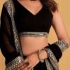Black Sequin Embroidered Faux Blooming Lehenga Set - Image 2