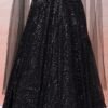 Black Sequins Embroidered Net Evening Gown - Image 5