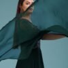 Pine Grove Green Sequins Embroidered Georgette Indowestern Gowns - Image 4