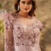 Bridal Rose Pink Sequins Embroidered Shimmer Organza Cocktail Gown - Image 3