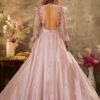 Bridal Rose Pink Sequins Embroidered Shimmer Organza Cocktail Gown - Image 6