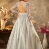 Flint Grey Sequins Embroidered Shimmer Organza Cocktail Gown - Image 6