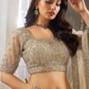 Asparagus Green Mirror Embroidered Net Bridesmaid Lehenga
