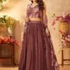 Rose Brown Sequins Embroidered Crepe Party Wear Lehenga - Image 5