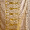 Antique Moss Yellow Gota Embroidered Banarasi Silk Saree - Image 5