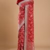 Crimson Red Sequins Embroidered Silk Saree