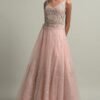 Light Peach Stone Embroidered Net Evening Gown - Image 3